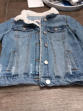 Girls Size 10, Cisono Sherpa-Lined Denim Jacket - Light Blue